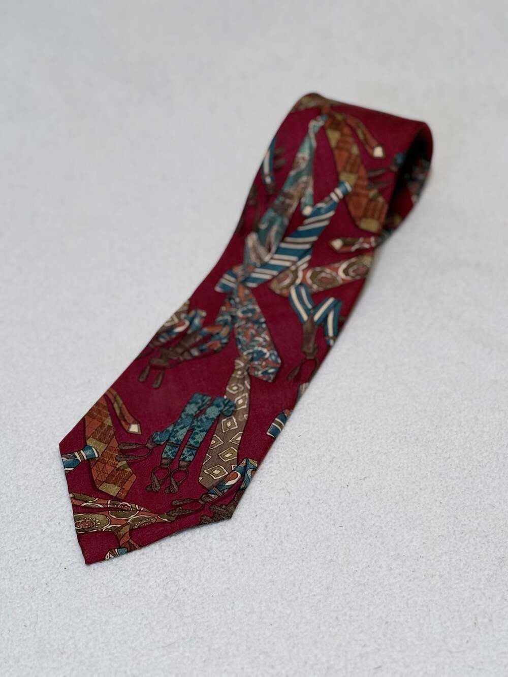 Polo by Ralph Lauren Mark Shale Silk Necktie Red Suspenders Print